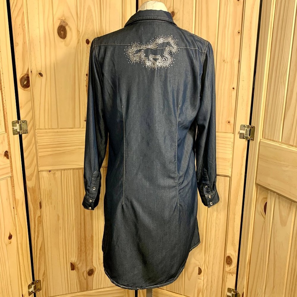 Shyanne Women's Western Shirt Dress Cowgirl Button Down Denim w/ Horse  Size XL